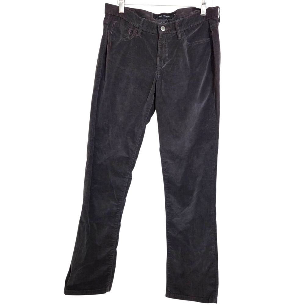 Calvin Klein Jeans Dark Gray Soft Corduroy Straight Leg Pants Cabincore Y2K Sz 8
